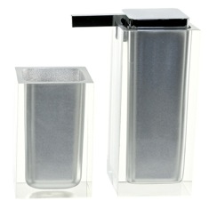 Silver Finish Two Pc. Accessory Set Made With Thermoplastic Resins